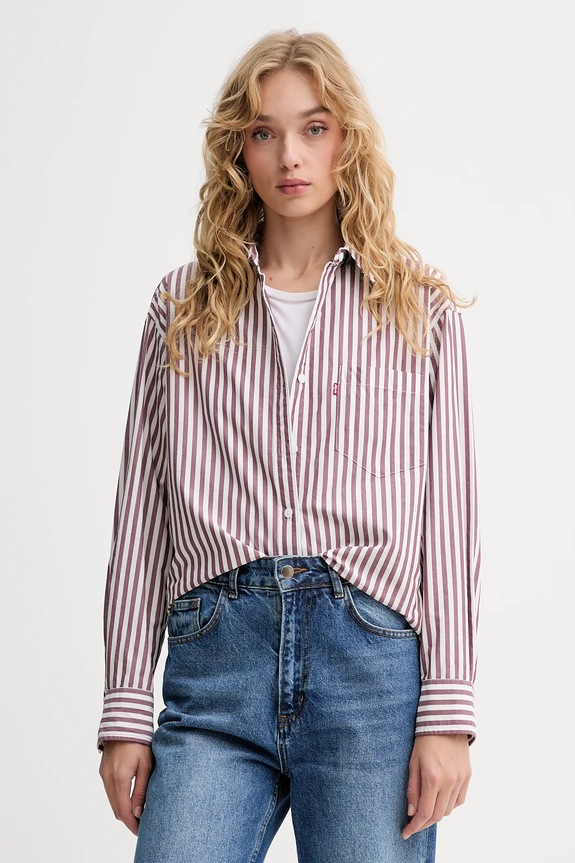 Βαμβακερό πουκάμισο Levi's casual καφέ 001HM.0010