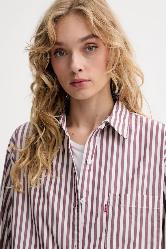 Βαμβακερό πουκάμισο Levi's 001HM.0010 καφέ