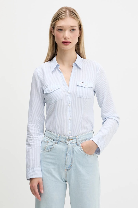 Bavlnená košeľa Hollister Co. pásiky modrá KI340.5425.104
