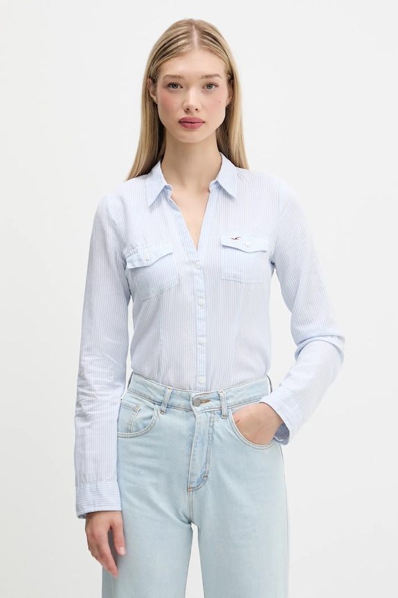 Bavlnená košeľa Hollister Co. pásiky modrá KI340.5425.104