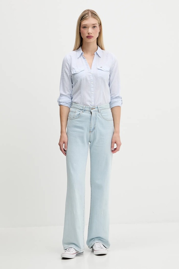 Bavlnená košeľa Hollister Co. KI340.5425.104 modrá AW25