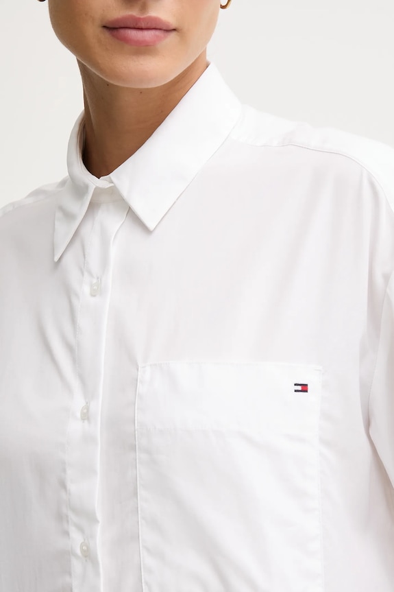 Tommy Hilfiger cămașă din bumbac alb WW0WW46599