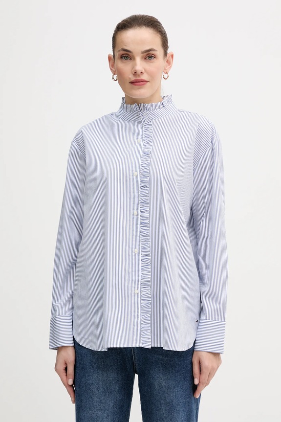 Bavlnená košeľa Tommy Hilfiger relaxed modrá WW0WW46848