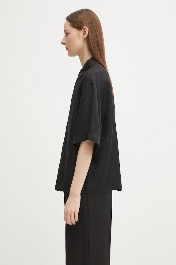Πουκάμισο με μείγμα από λινό Anine Bing coco A.07.11130 μαύρο AW25