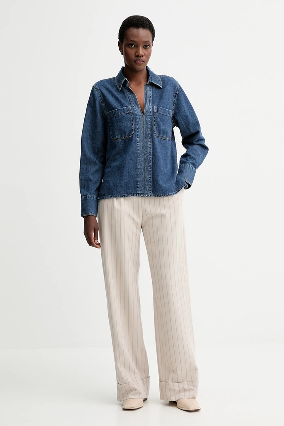 Riflová blúzka Rag & Bone RJ0525FSUKE modrá AW25