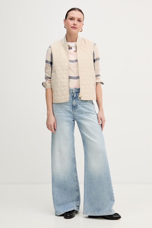Barbour cămașă din bumbac BRENDON LSH1353 bej SS26