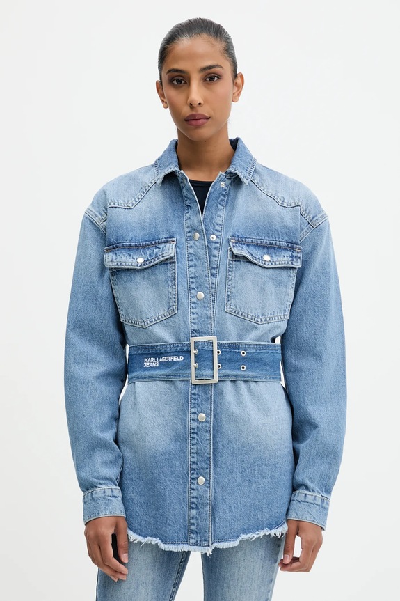 Karl Lagerfeld Jeans koszula jeansowa bawełna niebieski A4W11003