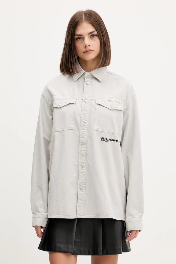 Karl Lagerfeld Jeans koszula jeansowa bawełna szary A4W11033