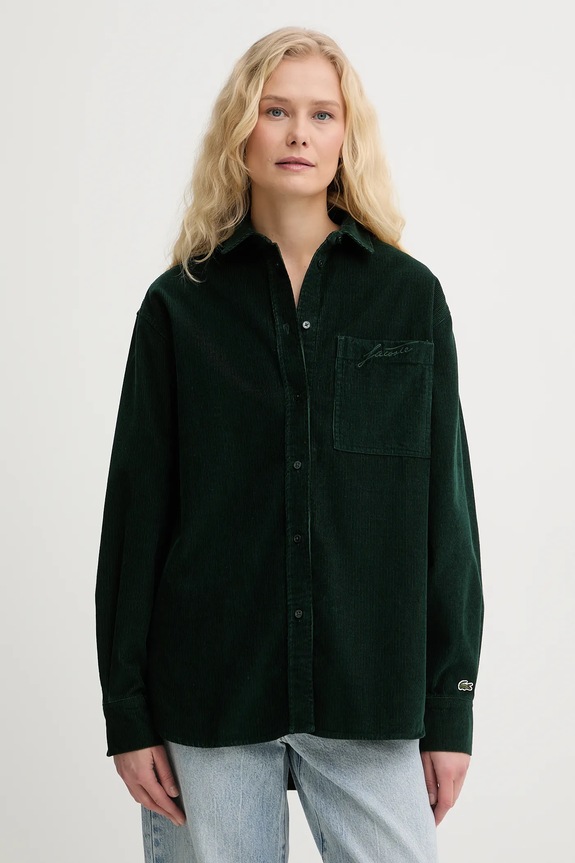 Πουκάμισο κοτλέ Lacoste μακρύ πράσινο CF5336