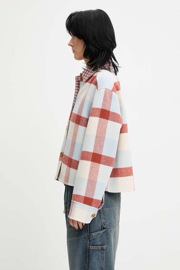 Košeľa s prímesou vlny Barbour Robyn Overshirt LOS0072MI11 modrá AW25