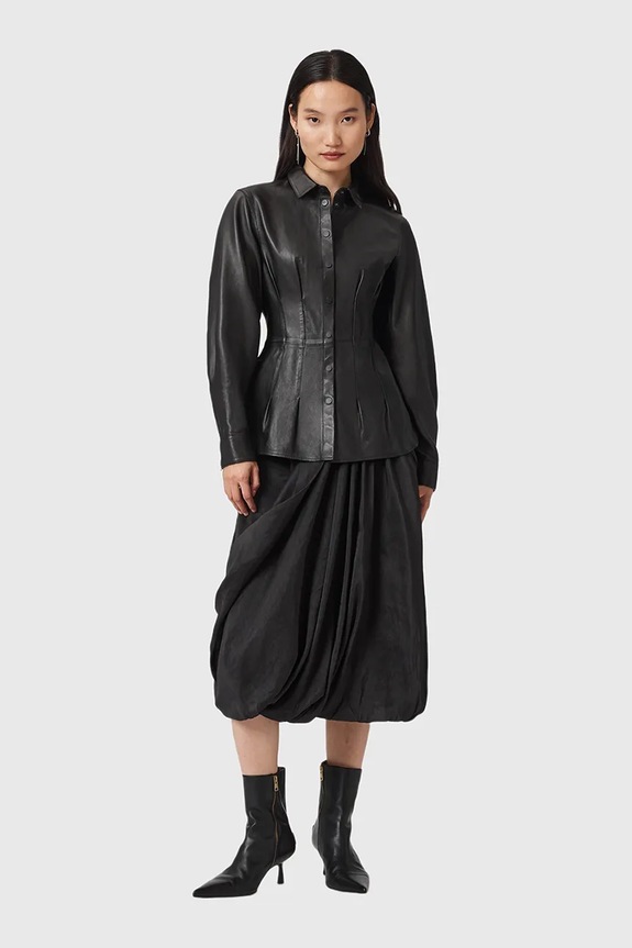 AllSaints bőr ing LARSON W034PD fekete