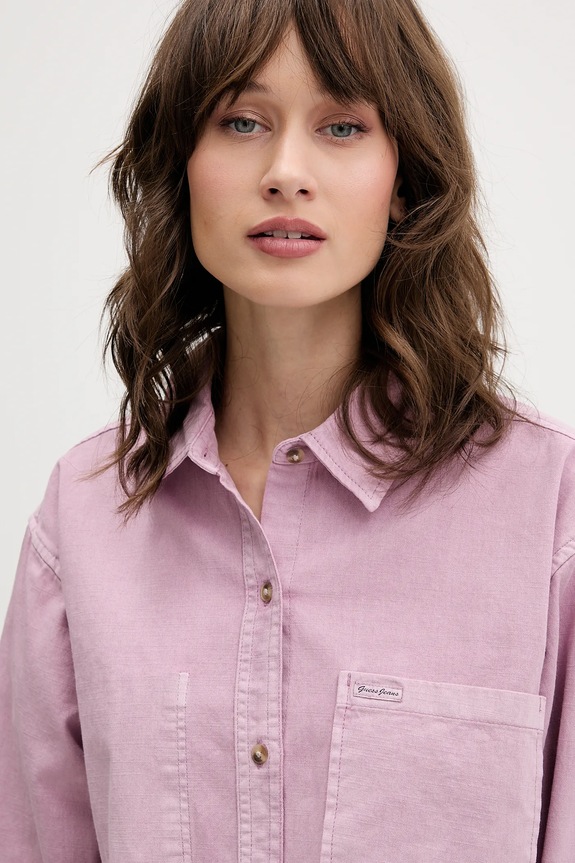 Rifľová košeľa Guess Jeans ružová W5BH0D.D0851