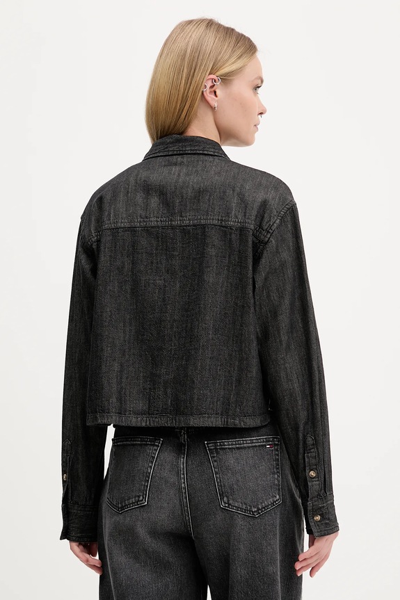 Ρούχα Βαμβακερό πουκάμισο Guess Jeans W5BH0D.D6161 μαύρο