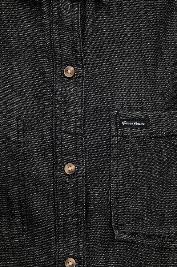 Βαμβακερό πουκάμισο Guess Jeans W5BH0D.D6161 μαύρο