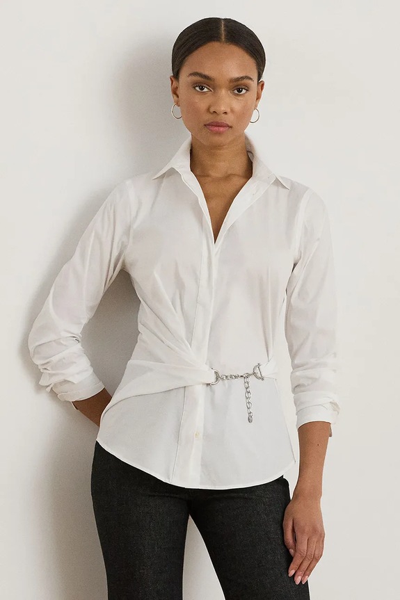 Srajca Lauren Ralph Lauren Brez vzorca bela 200979866