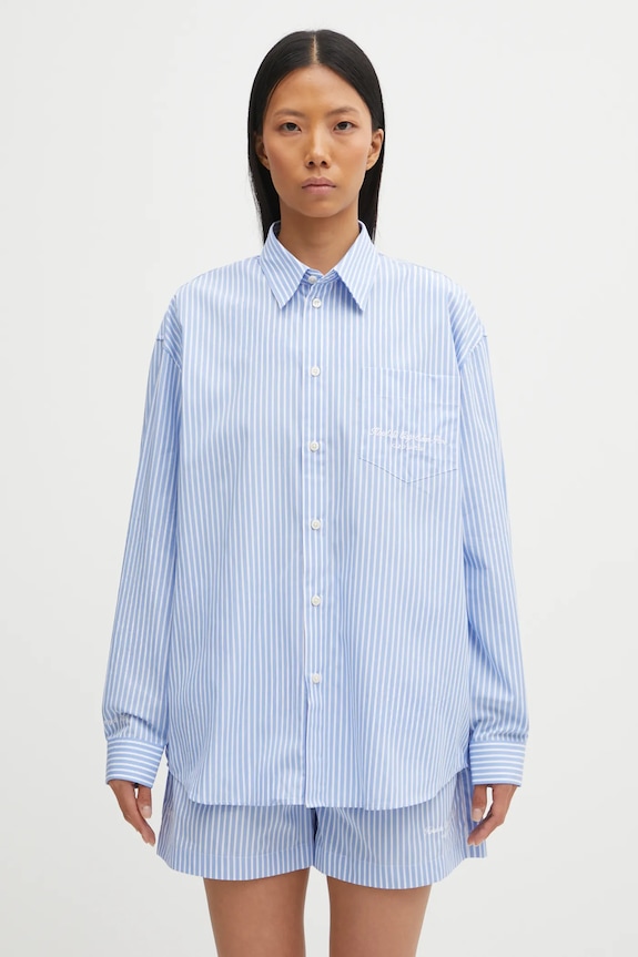 Bavlněná košile Sporty & Rich Eden Script Oversized relaxed modrá SI00760673ST61