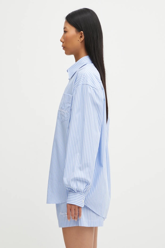 Bavlněná košile Sporty & Rich Eden Script Oversized SI00760673ST61 modrá AW25