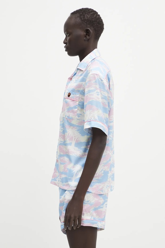 A Bathing Ape camicia Palm Tree Camo 001SRL302002L blu SS26