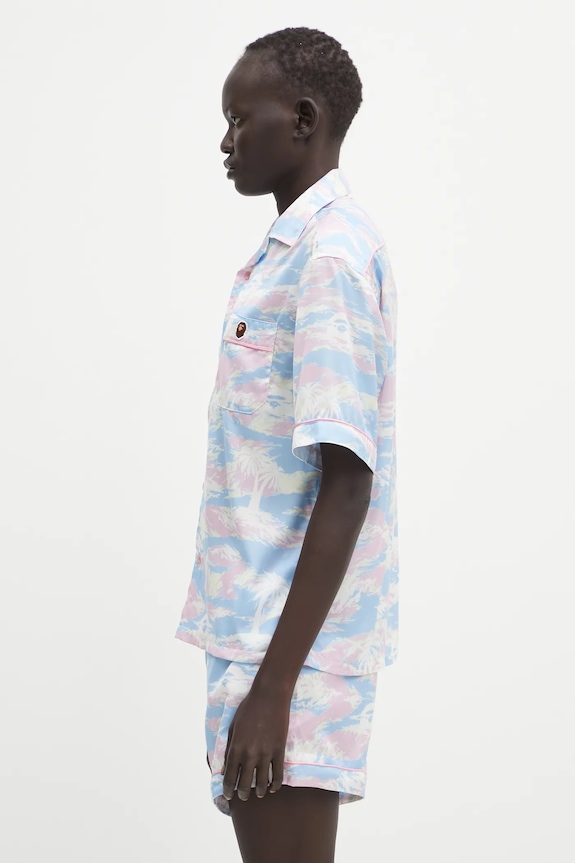 A Bathing Ape camicia Palm Tree Camo 001SRL302002L blu SS26
