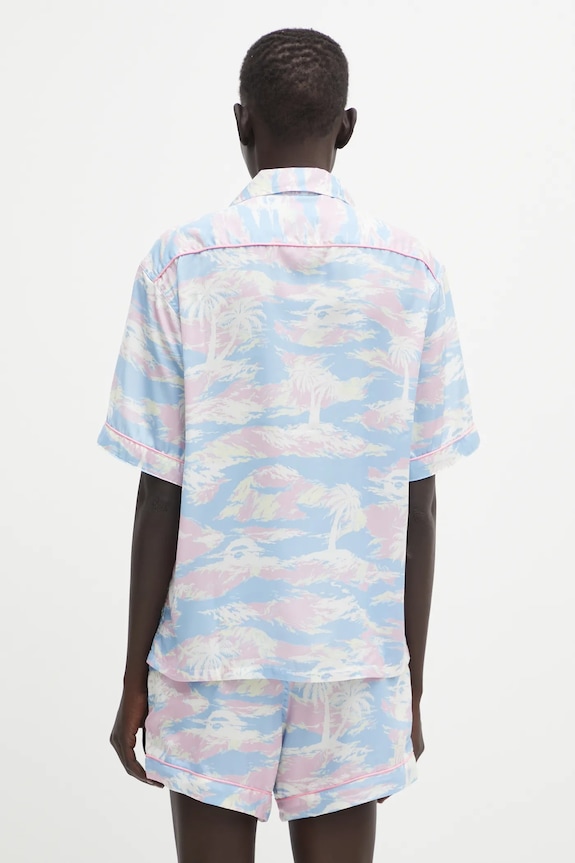 Abbigliamento A Bathing Ape camicia Palm Tree Camo 001SRL302002L blu