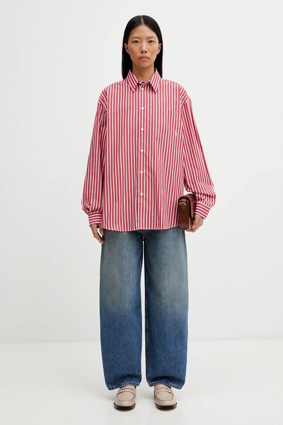 Хлопковая рубашка Sporty & Rich SRC Oversized SI00663302RE36 красный