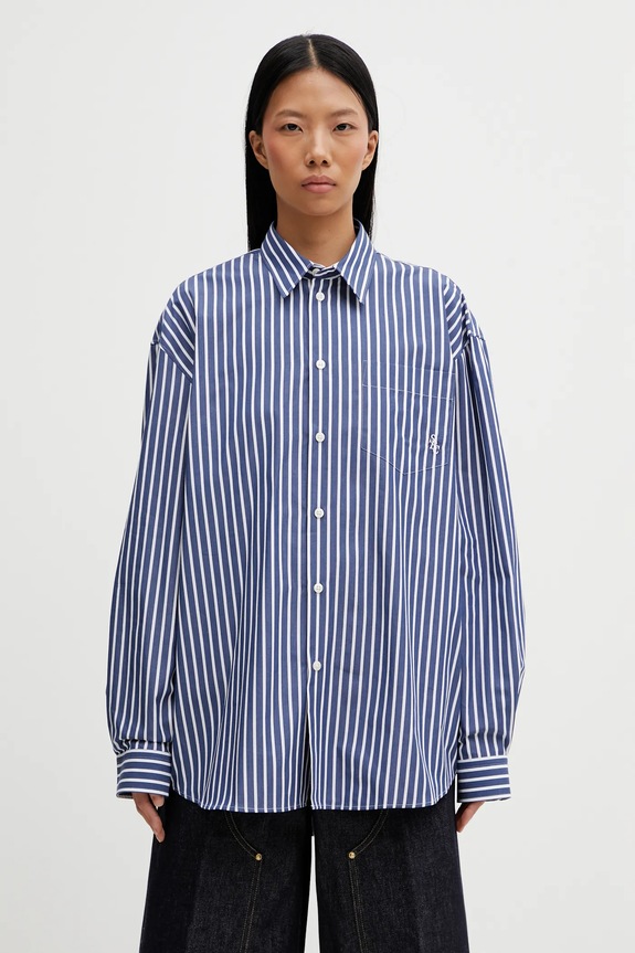 Хлопковая рубашка Sporty & Rich SRC Oversized casual тёмно-синий SI00663302ST09