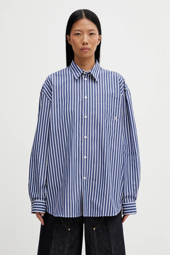 Хлопковая рубашка Sporty & Rich SRC Oversized casual тёмно-синий SI00663302ST09
