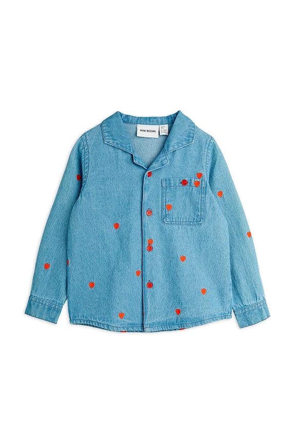 Mini Rodini gyerek ing pamutból Mini hearts pamut kék 2562011960