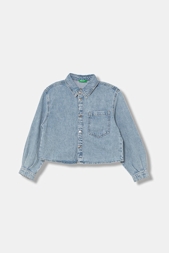 Παιδικό τζιν πουκάμισο United Colors of Benetton μακρύ μπλε 59K4CQ04F.G.seasonal