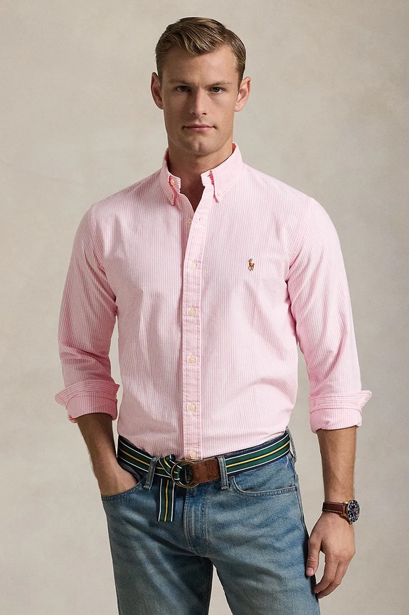 Polo Ralph Lauren cămașă din bumbac uni roz 710953704