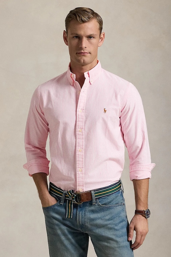 Polo Ralph Lauren cămașă din bumbac uni roz 710953704