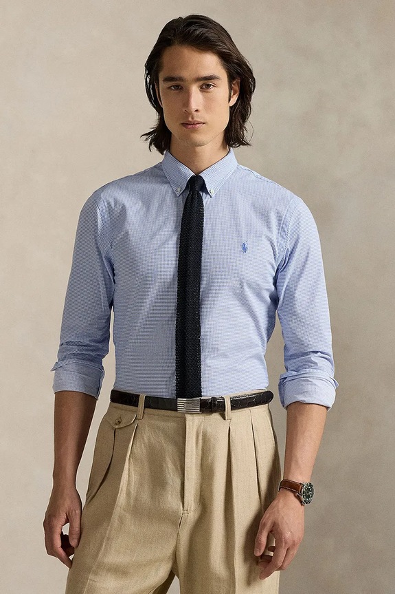 Πουκάμισο Polo Ralph Lauren μακρύ μπλε 710974530