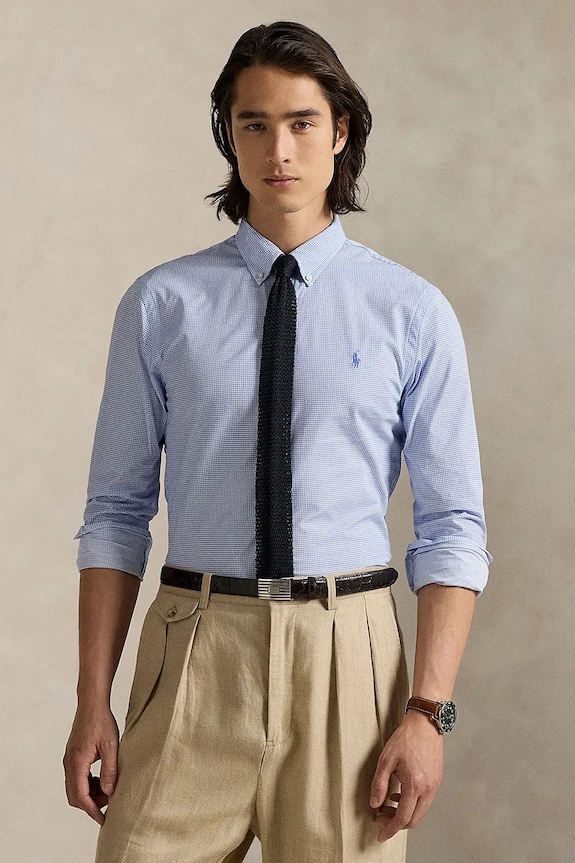 Πουκάμισο Polo Ralph Lauren μακρύ μπλε 710974530
