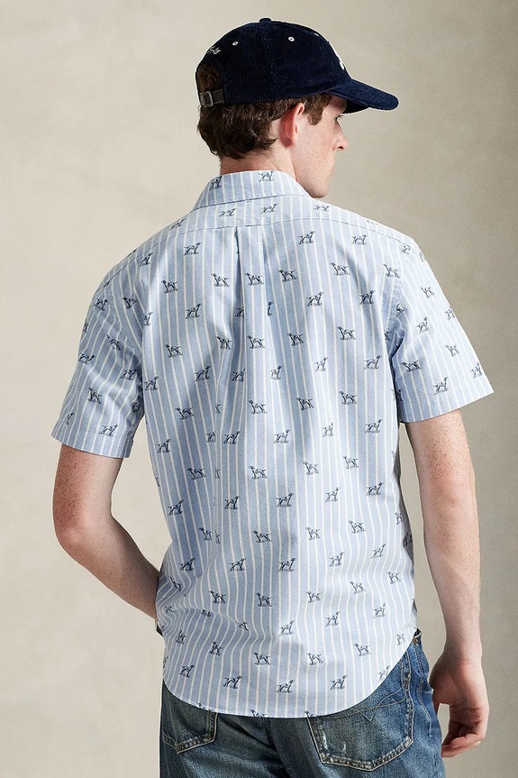 Βαμβακερό πουκάμισο Polo Ralph Lauren 710974541 σκούρο μπλε AW25