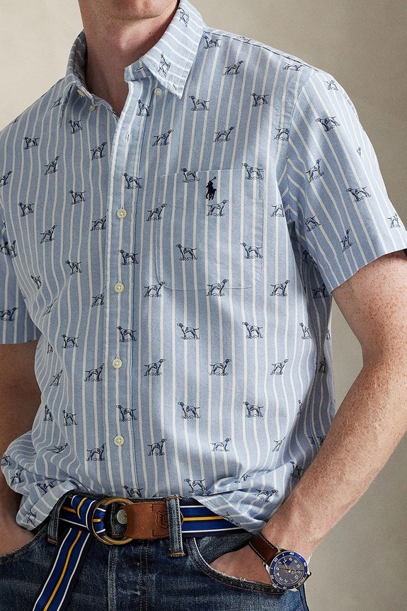 Βαμβακερό πουκάμισο Polo Ralph Lauren σκούρο μπλε 710974541