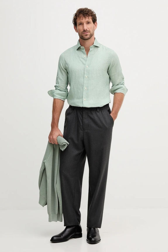 Ленена риза Polo Ralph Lauren 710974546 зелен AW25