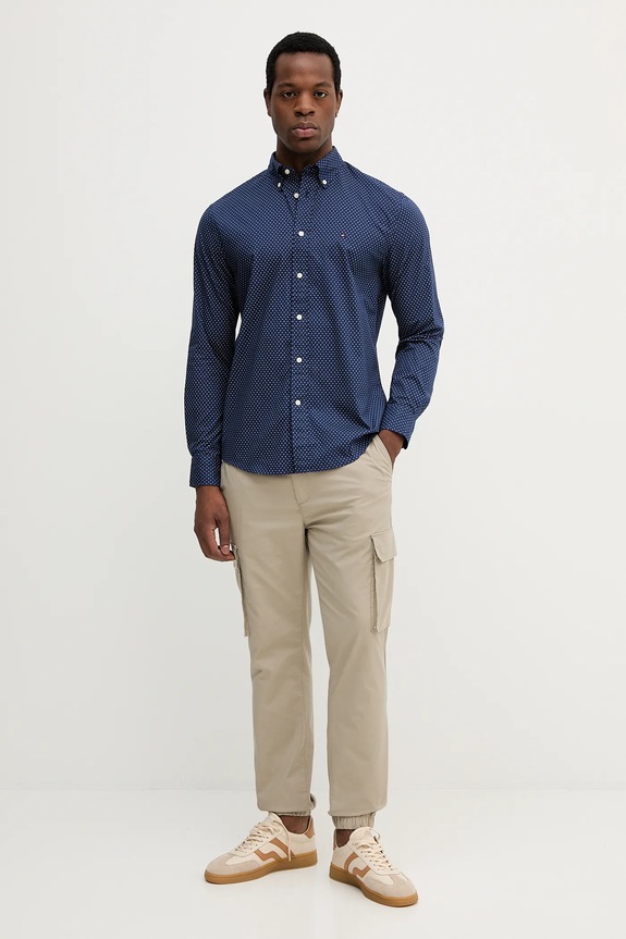 Tommy Hilfiger koszula bawełniana MW0MW39437 granatowy AW25
