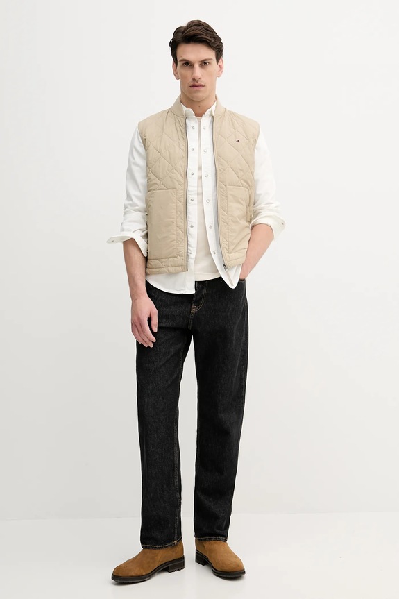 Rifľová košeľa Tommy Hilfiger MW0MW40684 béžová SS26