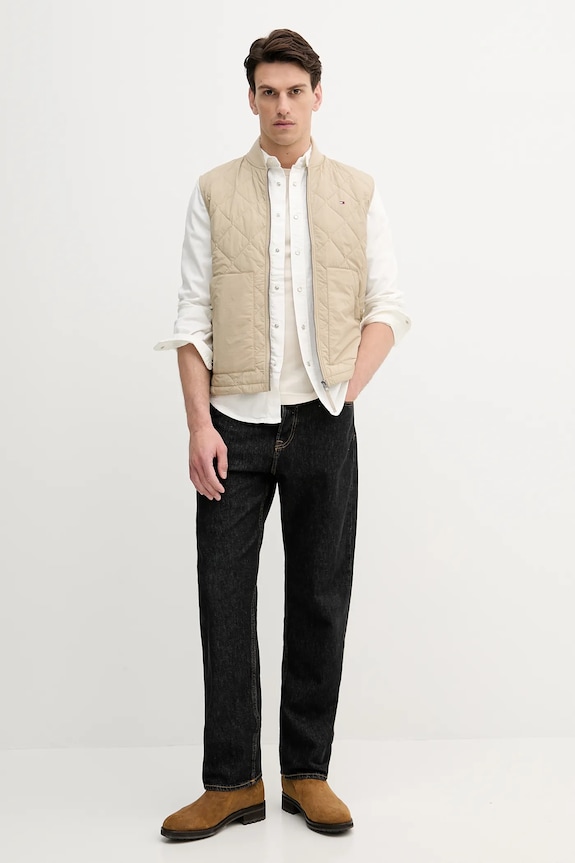 Rifľová košeľa Tommy Hilfiger MW0MW40684 béžová SS26