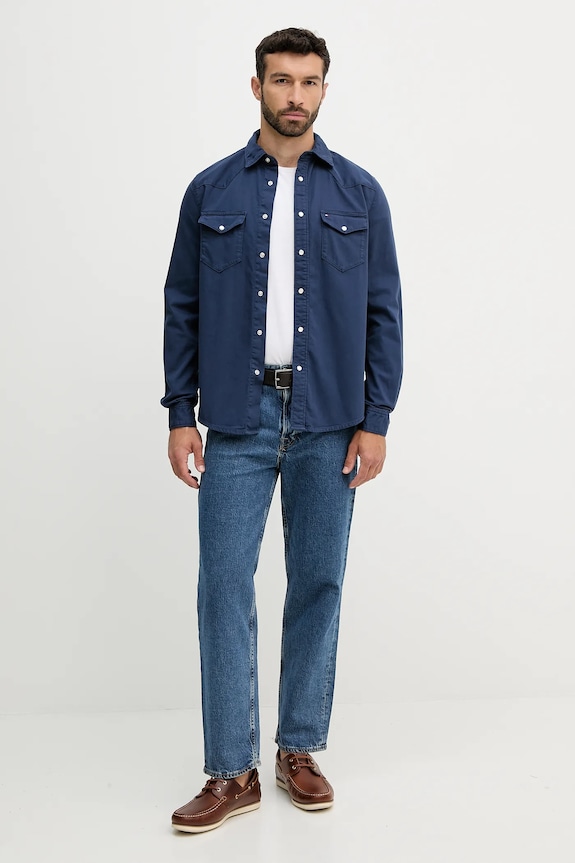 Tommy Hilfiger koszula jeansowa bawełna granatowy MW0MW40684