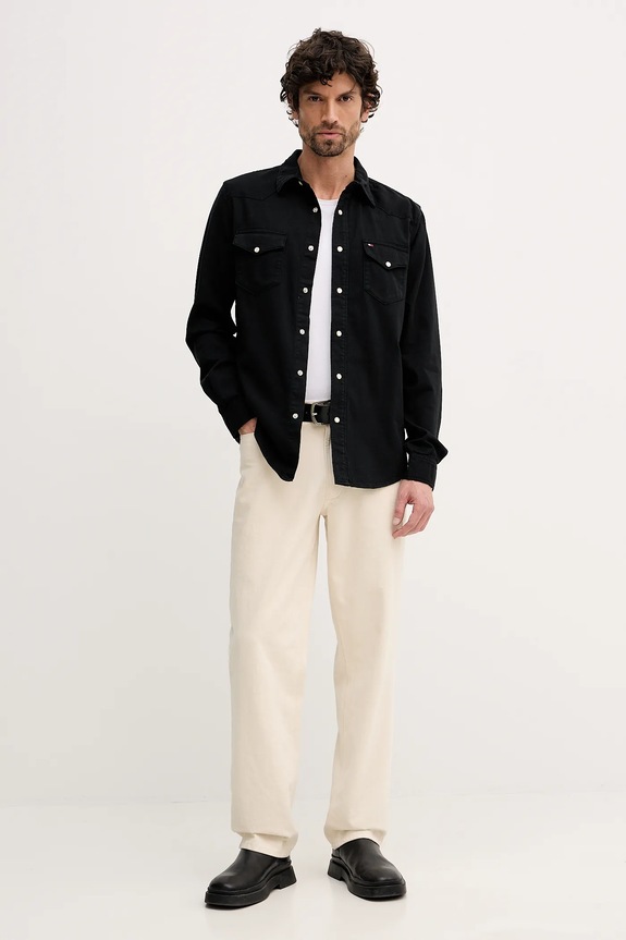 Tommy Hilfiger cămașă jeans MW0MW40684 negru SS26