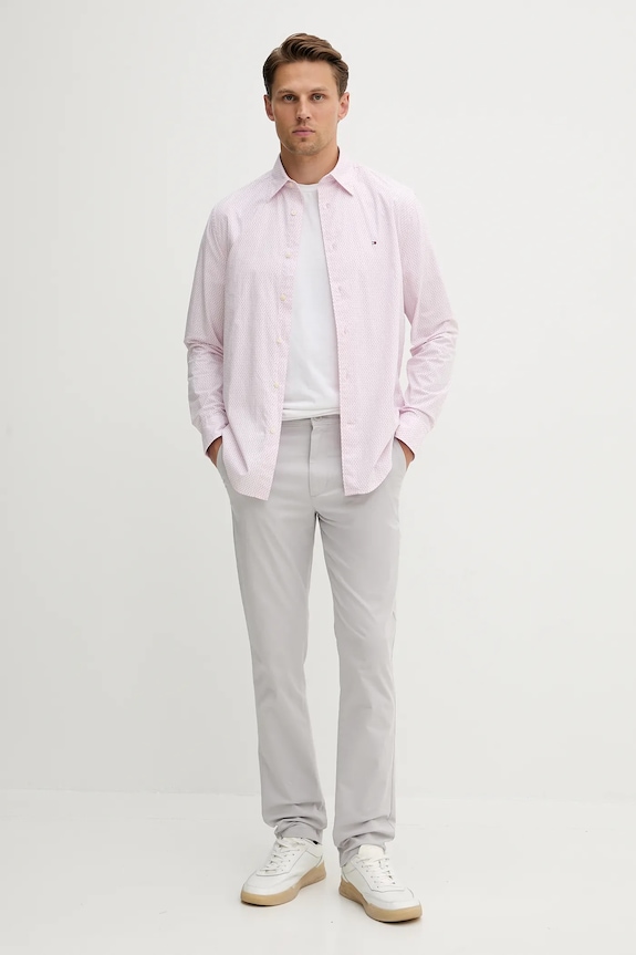 Tommy Hilfiger cămașă din bumbac MW0MW39438 roz AW25