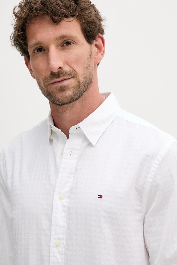 Βαμβακερό πουκάμισο Tommy Hilfiger λευκό MW0MW39446