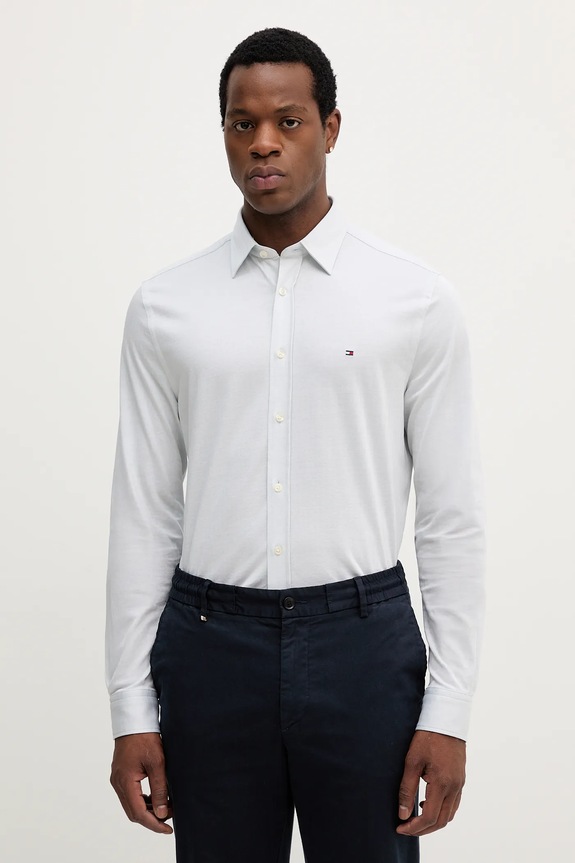 Bavlnená košeľa Tommy Hilfiger jednofarebný modrá MW0MW39479