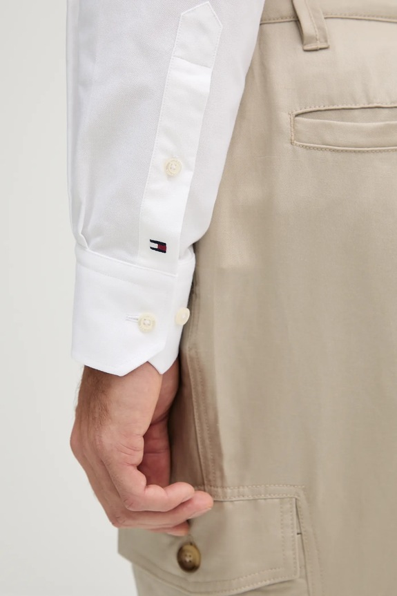 Tommy Hilfiger πουκάμισο ανδρικό βαμβακερό MW0MW39754 λευκό