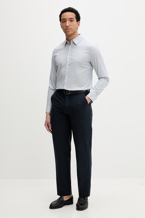 Calvin Klein košeľa pánska bavlnená s elastanom LV040BM108 zelená SS26