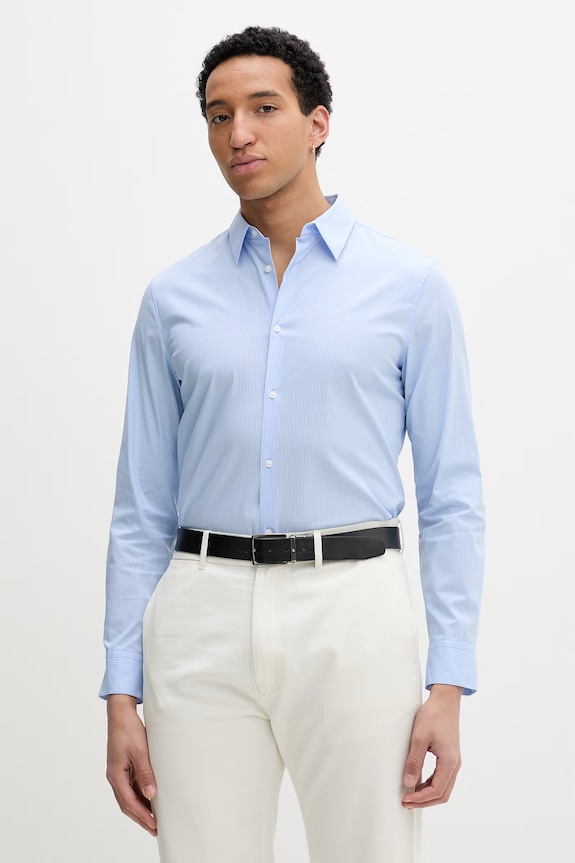 Calvin Klein košeľa pánska bavlnená s elastanom modrá LV040BM108