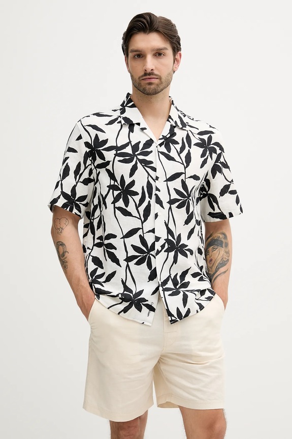 Košile Calvin Klein len bílá LV04LB157G
