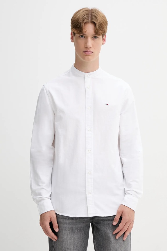 Bavlnená košeľa Tommy Jeans jednofarebný biela DM0DM21690
