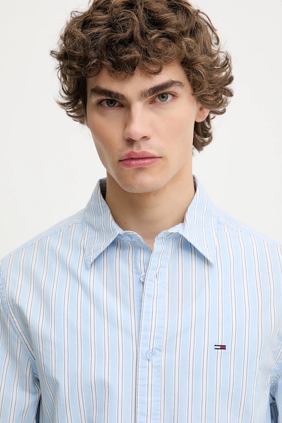 Βαμβακερό πουκάμισο Tommy Jeans μπλε DM0DM21693